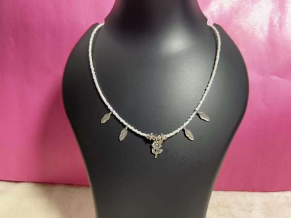 Lightweight Handmade Oxidised Necklace for Daily Wear | White Glass Beads with Flower Pendant | Comfortable & Stylish for Kurti and Tops - Image 4