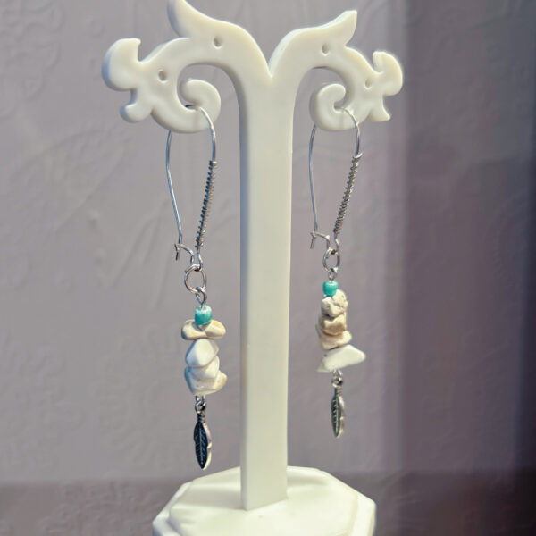 Boho Vacation Vibe Necklace & Earrings Set – Handmade Turquoise & Stone Beads - Image 2