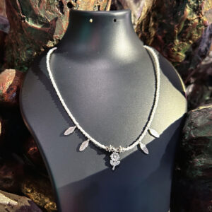 Lightweight Handmade Oxidised Necklace for Daily Wear | White Glass Beads with Flower Pendant | Comfortable & Stylish for Kurti and Tops
