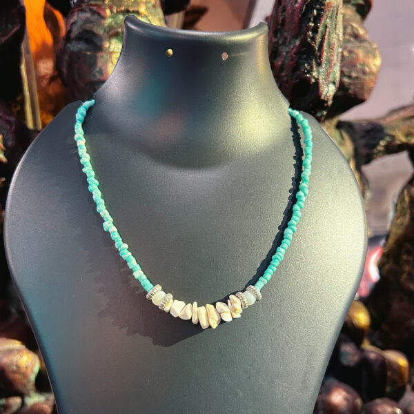 Boho Vacation Vibe Necklace & Earrings Set – Handmade Turquoise & Stone Beads - Image 3