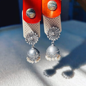 Premium Silver Replica Jhumka Earrings with Pearls | Lightweight & Stylish