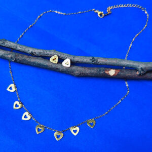 Minimal Heart Charms Jewelry Set | Gold Stainless Steel Necklace & Earrings for Everyday Chic Style