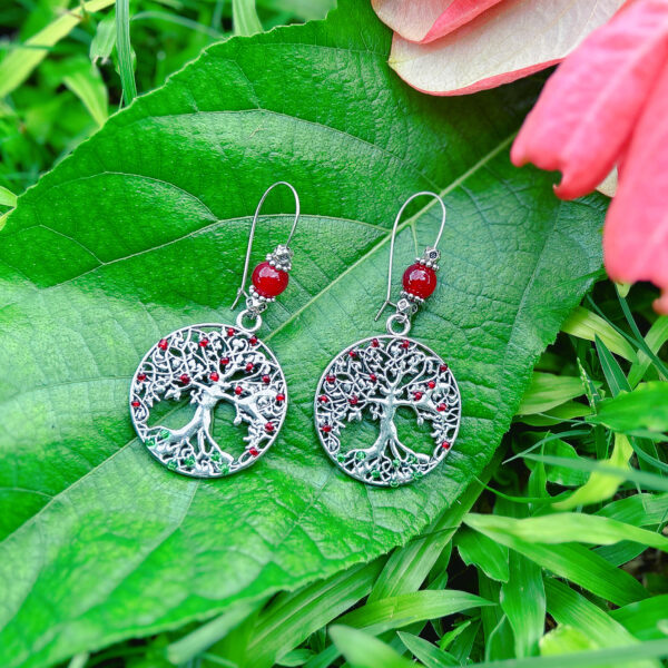Handmade Oxidized Tree of Life Earrings – Daily Wear for Kurti & Ethnic Outfits - Image 2