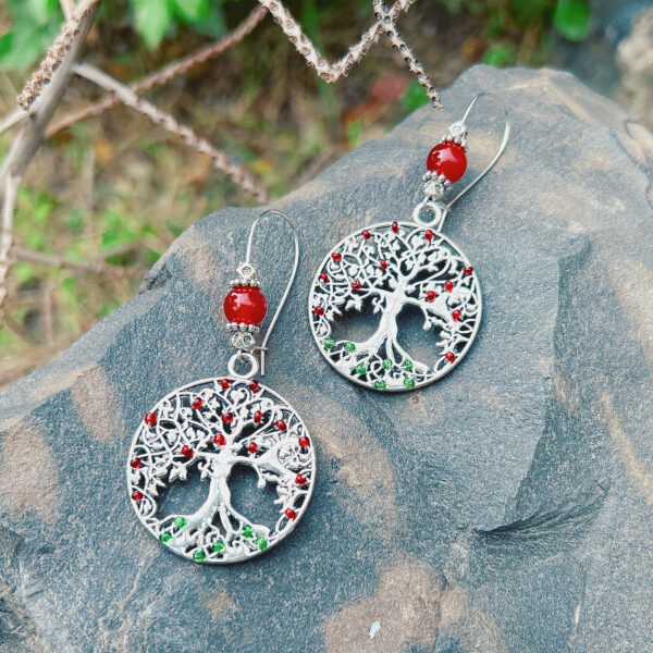 Handmade Oxidized Tree of Life Earrings – Daily Wear for Kurti & Ethnic Outfits - Image 3