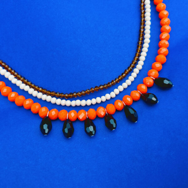 Handmade Boho Beaded Necklace with Orange Cord – Ethnic Style for Women & Girls - Image 2