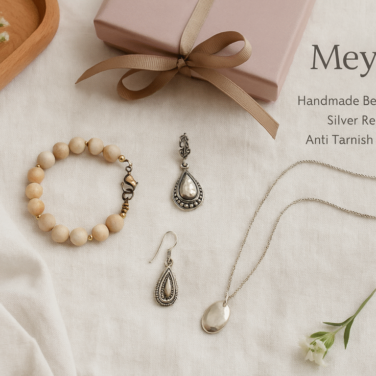 Handmade beads jewellery, silver replica jewellery and anti tarnish jewellery by Meyary.